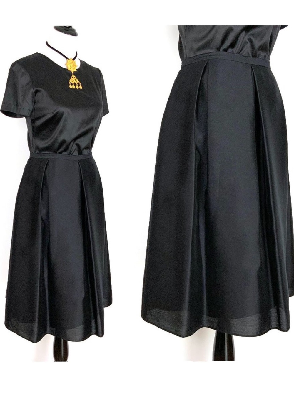 New Talbots Black Silk Pleated Full Skirt Evening Party Sz 12P